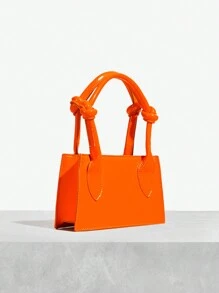 SHEIN SXY 女士，女士顶部提手包，时尚，简约，优雅，多功能，橙色，适合经典、约会、日常、购物、下午茶、鸡尾酒会、派对、舞会、俱乐部、约会、生日、晚会、约会之夜、万圣节； - 橘色 - 查看 3