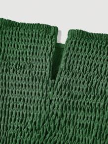 SHEIN MOD Women's Denim Effect Slim Segmentation Backless Sleeveless Cable Knit Sweater Dress - Dark Green - View 3