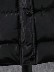 Young Boy Casual Color Blocking Trim Decor Hooded Thick Padded Warm  Winter Jacket - Khaki - View 5