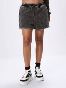 MUSERA Pantalones cortos con cordón en la cintura, lavados, para vacaciones de verano