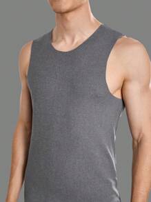 Áo vest ấm cổ tròn màu trơn cho nam, mùa thu/đông - Xám - Xem 6