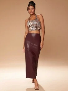 Hauture Animal Print Tie Back Tank Top With Twist Back Details - Multicolor - View 5