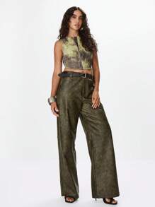 MUSERA Sleeveless Zip Crop Top Going Out Top Vacation Spring Summer Festival Rave Ibiza Fall - Multicolor - View 4