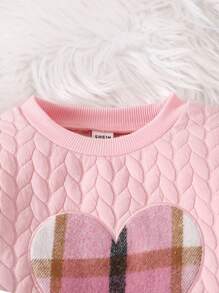 SHEIN 2 件套 小女孩刺绣粉色上衣搭配格子迷你裙 女童短裙套装 - 彩色 - 查看 7