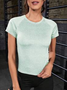 Powerista Letter Tape Crisscross Back Sports Tee Workout Tank Top Gym Women Shirts - Green - View 5