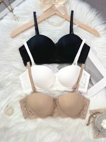 3pcs Women Push Up Underwire Bra Sets