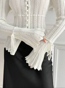 Modelyn Damen einfarbigerV-Ausschnitt Knopfkardigan mit Langarm