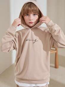 SHEIN 青少年男孩字母圖形連帽衫和汗褲