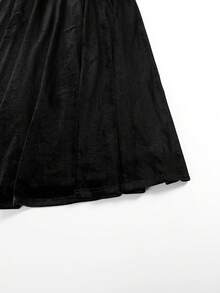 Women's Embroidered Lace Color Block Trumpet Sleeve Waist Tied Maxi Length Style Elegant Party Modest Long Sleeve Dress