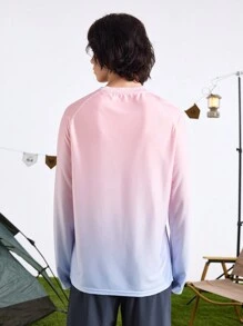 In My Nature 男士渐变色圆领长袖户外T恤，休闲度假 - 淡紫色 - 查看 2
