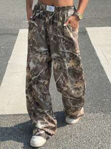 Muchica Pantalones anchos de pierna estampados tejidos para mujeres - Multicolor - Ver 7