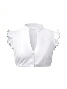 Blusa tipo Dirndl de Oktoberfest para mujeres, blusa tradicional bávara tipo Dirndl, blusa con escote en V y corte cropped - Verde - Ver 1