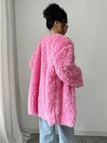 Chiquease Women's Pink Fluffy Winter Coat - Pink - View 2