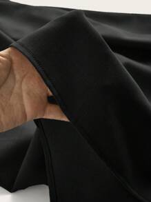 SHEIN EZwear Váy chữ A đơn sắc thường ngày cho nữ mùa xuân thu - màu đen - Xem 5