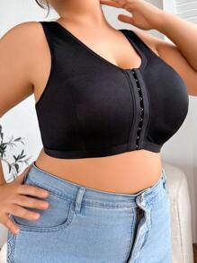 1 件大码前扣式哺乳胸罩 - 黑色 - 查看 5