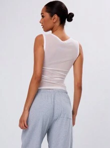 MUSERA White Mesh Fitted Tank Top Casual Vacation Ibiza Beach Holiday Rave Festival Western Sexy Going Out Top  Fall