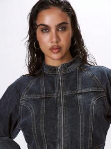 MUSERA Veste en jean structurée et courte, style années 90 mignon pour le printemps et l'été - Orange - Voir 5