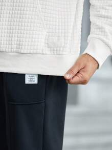 Manfinity Homme Áo nỉ trùm đầu màu trơn có túi dành cho nam, thường ngày - trắng - Xem 3
