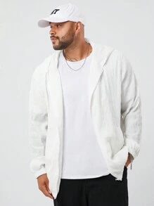 Manfinity NXTstreet Plus Size Heren Windjack, Geweven, Lente Stijl, Getailleerd Met Hoodie