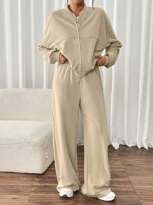 Firerie 2 件套女士休闲运动夹克和高腰弹力裤套装，秋冬季