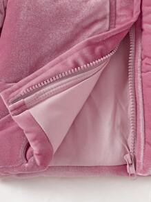Baby Girls' Solid Color Simple Daily Padded Coat - Pink - View 5
