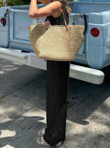 INAWLY 2 件套女士假日休闲条纹系带吊带背心和裤子套装