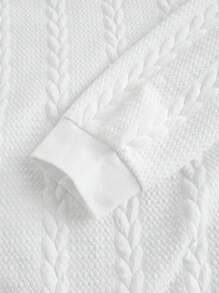 Manfinity Mode 1 件男士休闲纯色立领套头运动衫，秋季白色长袖健身运动衫，适合朋友、丈夫、男朋友的礼物 - 白色 - 查看 4