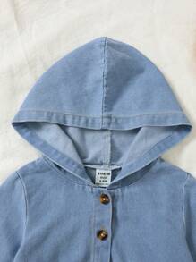 2024年新生儿男童休闲日常牛仔水洗蓝长袖连体衣 2024秋冬新品