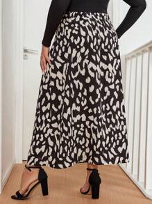 SHEIN Clasi Chân váy chữ A xẻ gấu họa tiết da báo cỡ lớn, đi nghỉ thường ngày - Nhiều màu - Xem 2