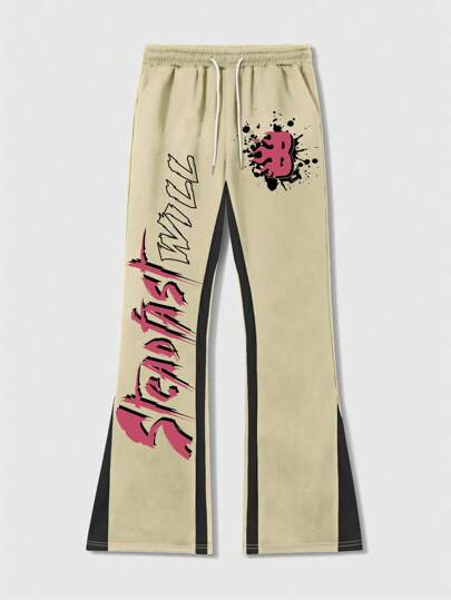 Street Life Pantalones deportivos con corte en piezas, capas y vuelo para hombres, estilo callejero retro