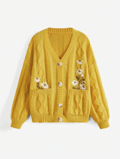 Fairycore Women's Embroidery Decor Knit Cardigan