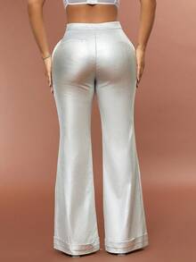D&M Pantalones acampanados con costura delantera - Plateado - View 2