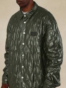 SUMWON Luxurious Quilted Diamond-Stitched Shacket Jacket St. Patrick'S Day Lucky Charm Outerwear With Snap Buttons Irish-Themed Lightweight Spring Layer
