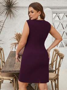 SHEIN Clasi Plus Size Ruched Bodycon Royal  Mini Dress