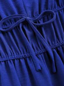 SHEIN Unity Bộ đồ liền thân không tay màu trơn thường ngày cho nữ, mùa hè - Xanh đậm - Xem 3