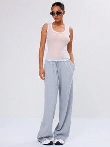 MUSERA White Mesh Fitted Tank Top Casual Vacation Ibiza Beach Holiday Rave Festival Western Sexy Going Out Top  Fall