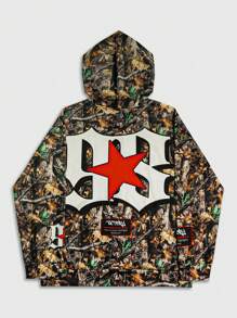 ROMWE MEN Street Life Men's Allover Print Zip-Up Hooded Sweatshirt, Suitable For Spring And Summer - Multicolor - View 2