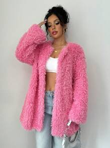 Chiquease Women's Pink Fluffy Winter Coat - Pink - View 6