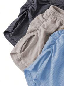 3 件套女士蝴蝶结装饰褶皱休闲短裤睡衣 - 彩色 - 查看 4