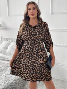 SHEIN Clasi Đầm voan thường ngày họa tiết chấm bi tay bèo nhún cho nữ cỡ lớn - Đen và trắng - Xem 5