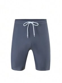 Surfspeed 2pcs/Set Men's Contrast Color Block Long Sleeve Top And Swim Shorts - Grey - View 5