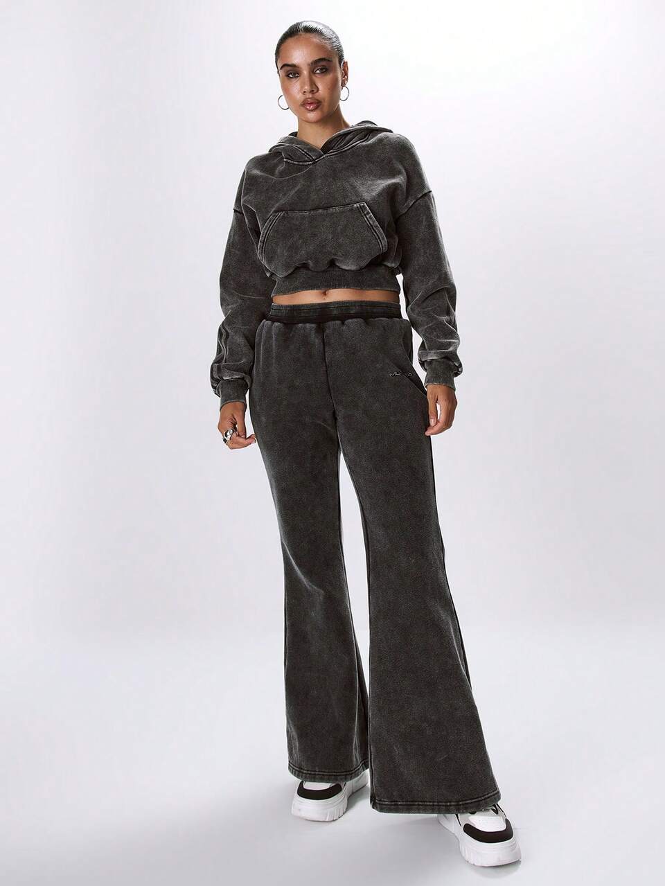 Pantalon de survêtement évasé à taille basse lavé, chic élégant et décontracté pour les vacances d'été et l'aéroport