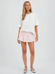 SHEIN EZwear Multi-Color Knitted Loose T-Shirt For Women - Multicolor - View 4