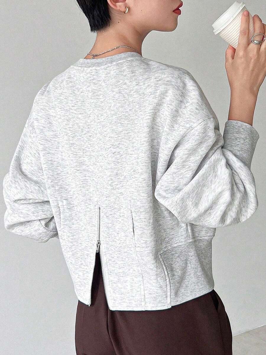 FRIFUL 女式宽松落肩长袖休闲纯色套头衫，秋季服装