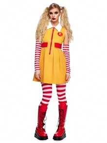 1 双女式哥特式红白条纹连裤袜，适合所有季节 - 紅白色 - 查看 2