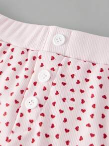 Sweetina Heart Print Low-Waist Tight Super Short Shorts - Pink - View 3