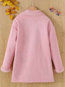 SHEIN Tween 女童宽松、简约、舒适、温暖、百搭的针织毛衣 - 淺粉色 - 查看 2