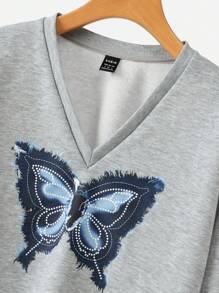 Mulvari Sudadera informal con estampado de mariposa para mujer
