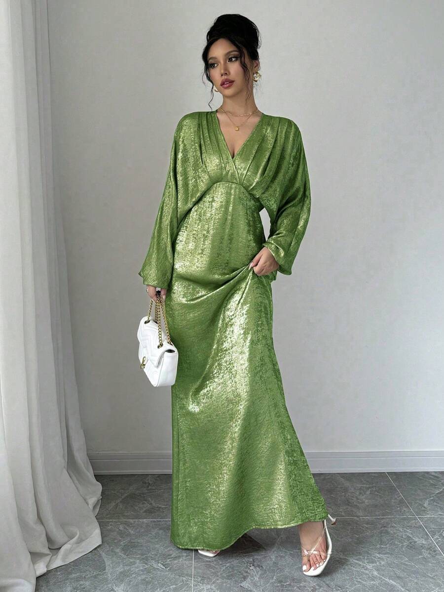 Elenzga High-End High Quality Long Sleeve Dress Fall Cloth For Women - Green - View 1