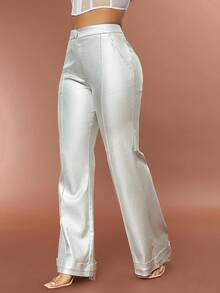 D&M Pantalones acampanados con costura delantera - Plateado - View 4